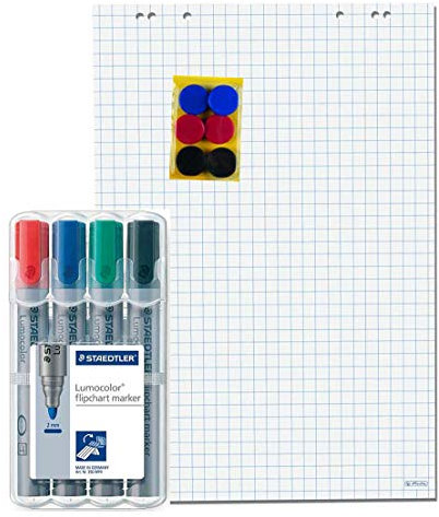 Herlitz Flipchartblock, 68x99cm (kariert/gelocht), 5 Blöcke (20 Blatt je Block) (Flipchart-Set)