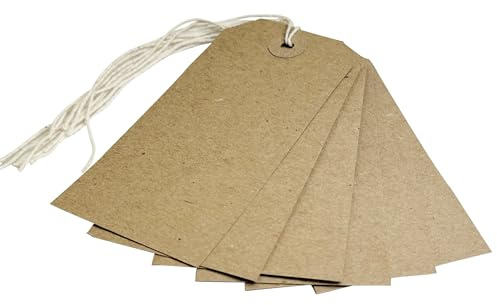 Box of 1000 Brown Buff Strung Tags 108mm x 54mm