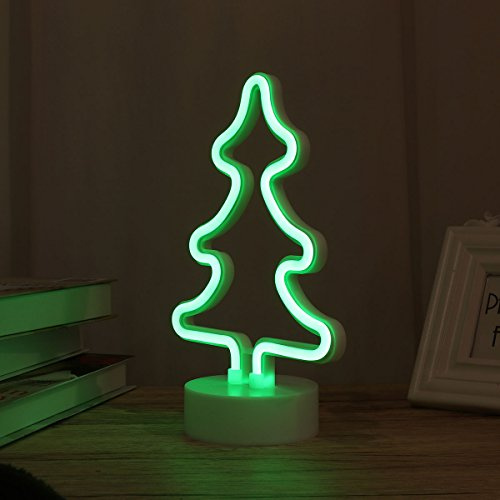 Uonlytech Christmas Tree Neon Light Neon Sign with Holder Base Party Home Bedside Birthday Schlafzimmer Lampe Home Decor