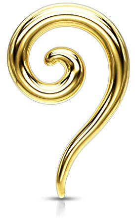 beyoutifulthings Dehn-Spirale Lang Edelstahl Taper Gold Dehnanhänger Dehnungs-Schnecke Dehnungs-Sichel Ohr-Piercing Ohr-Schmuck 5mm