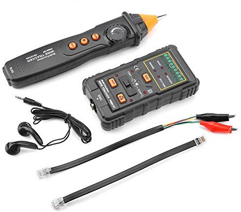 PM6816 Leitungssucher, multifunktionaler RJ45 RJ11-Leitungssucher Leitungssucher Wire Tracker Telefonkabeltester mit LED-Leuchten mit Kopfhörern für Telefon- / Netzwerkkabel