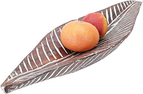 GURU SHOP Upcycling Obstschale, Dekoschale in Blattform aus Balsaholz - M2, Braun, 7x65x18 cm, Schalen