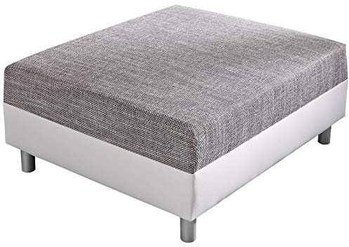 DELIFE Sofa-Hocker Clovis Weiss/Hellgrau Modul B98 x T83 Strukturstoff Sitzhocker