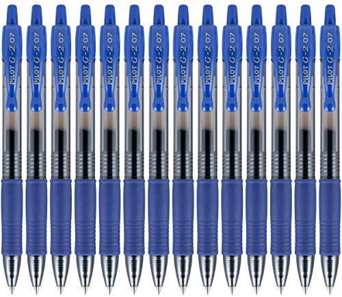 PILOT G2 15361 Premium nachfüllbare und einziehbare Gelstifte, feine Spitze, blaue Tinte, 14 Stück