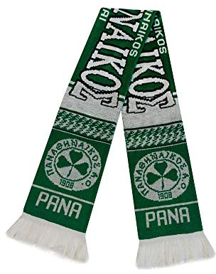 Panathinaikos Schal | Premium-Fußball-Fan-Schal | weicher Acryl-Strick, Grün , 60 inches x 6 inches wide