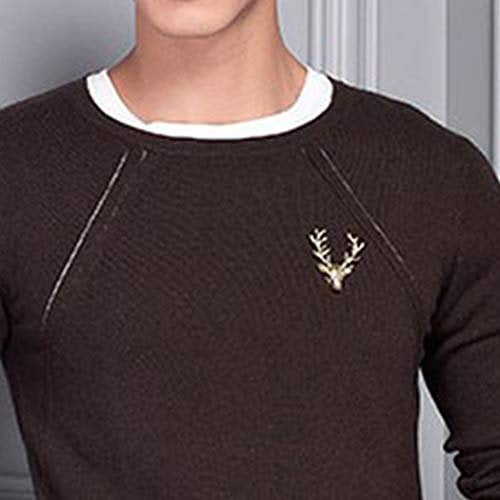 Yienate Modische Brosche mit Elchhörnern, Retro-Hirschhörnern, Kragennadel, Weihnachts-Brustnadel, Glücksbringer, Gold, Schmuck für Männer und Frauen (Hirsch)