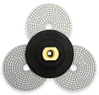 DT-DIATOOL Nasse Diamant Schleifpad 100mm Drei Schritte Schleifscheiben und M14 Gummi Selbstklebendes Pad zum Marmor Stein Beton