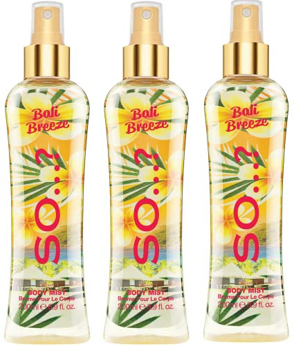 So…? Summer Escapes Damen Bali Breeze Duftendes Körpernebel, bodyspray für damen 200ml Bündel (3er-Pack)