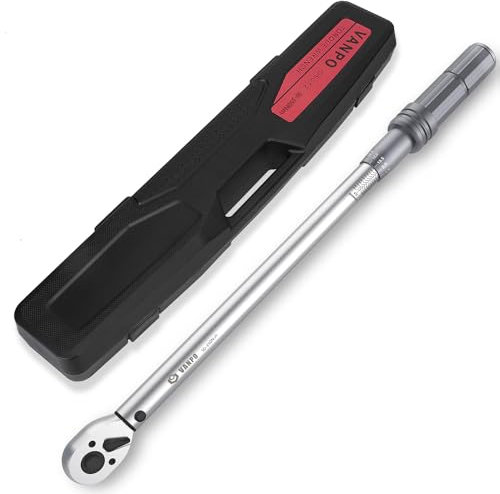 VANPO Clé Dynamométrique 1/2, Clé de Torsion 50-350Nm, Précision ±3%, Outillage Mecanique Tête à Cliquet Réversible 72 Dents, pour Voiture & Camion