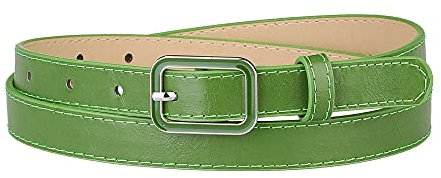 Allegra K Cinturones de cintura fina para mujer Cinturón de cuero ajustado con hebilla rectangular para pantalones de vestir Verde Ajuste la cintura 78-95cm / 30.7-37.4 