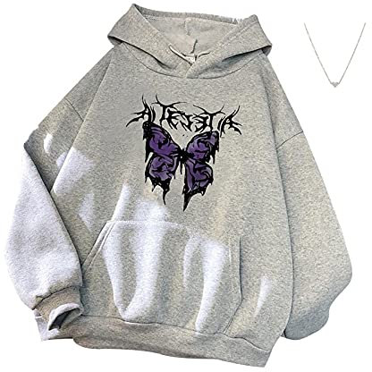 MEITING Damen Sweatshirt Pullover Teenager Mädchen Hoodie Herbst Winter Hoodie Frauen Pullover Oberteile Langarmshirt Kapuzenpullover Mode Bequem Casual Pulli mit Kordel und Taschen