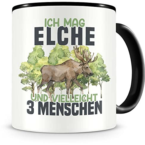 Samunshi® Elch Tasse mit Spruch Ich mag Elche Geschenk für Elch Fans Kaffeetasse Lustige Tassen zum Geburtstag 300ml