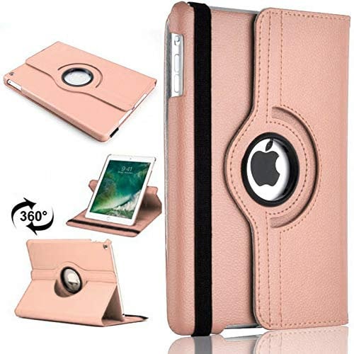 Rotate 360 Leather Case For Apple iPad Air 1 (2013), 2 (2014), 5th Gen (2017), 6th Gen (2018) - Rose Gold