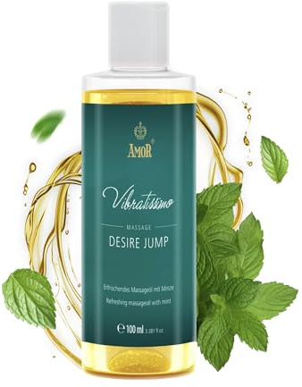 Vibratissimo Desire Jump 100 ml Massageöl - Prickelnde Frische mit MinzDuft - Anregend, Erfrischende Massage mit Minze, Liebesöl