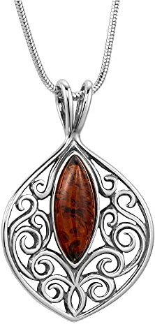 Copal Damen Bernstein Anhänger Kette Aus Sterlingsilber Mit Verstellbarer Länge Und Nachhaltiger Verpackung