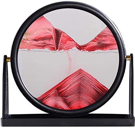 Peinture de Sable Qui coule, Image d'art de Sable en Mouvement Verre Rond 3D Paysage de Sable de la mer Profonde en Mouvement Cadre en sablier - Décoration d'intérieur - Cadeau