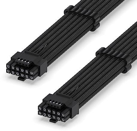 EZDIY-FAB 16AWG PCI-e 5.0 12VHPWR PSU Sleeved Kabel,600W 12+4 Pin Stecker auf 12+4 Pin Stecker Kabel für RTX 3090Ti/4070Ti/4080/4090,60cm/23.62in-Schwarz