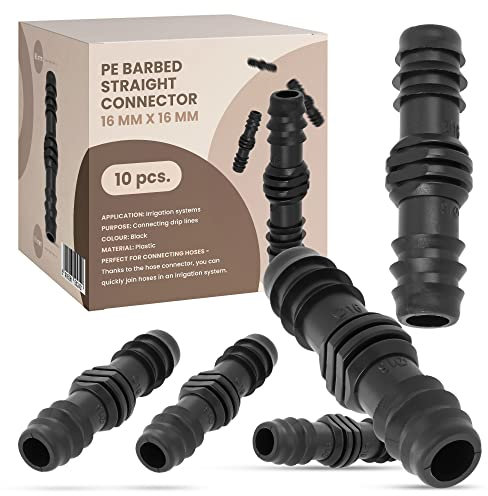 10x Steckverbinder PE 16x16 mm Steckverbindung Wasser Kupplung Bewässerungssystem Schlauchverlängerung Fitting Für Tropfschlauch Perlschlauch Schläuche Wasserrohr Verbinder Garten Wasserleitung