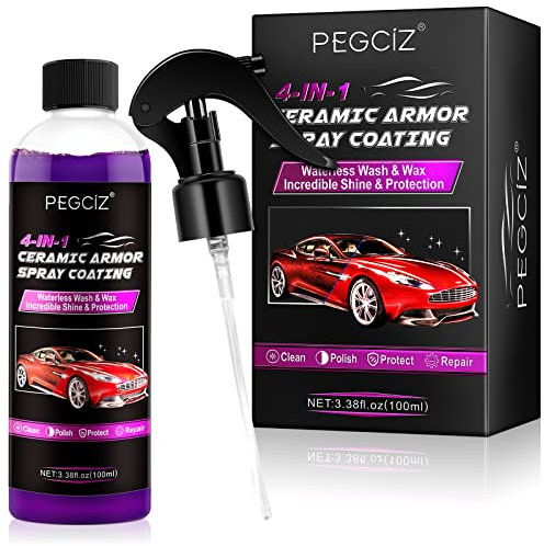 NUEDSFXO 4 in 1 Ceramic Car Coating Spray, Car Scratch Repair Spray, 100ml Waterless Car Wash and Wax Spray, Car Wax Polish Spray for Motorcycles, Cars Cleaning, High Protection&Quick (1PC)