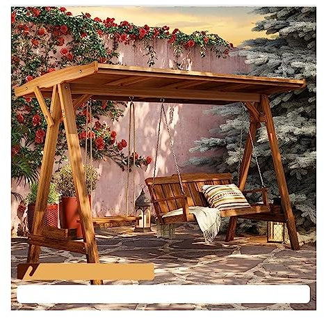 Veranda-Schaukel für 2–4 Personen Outdoor-Mehrpersonenschaukel, Outdoor-Schaukelstuhl for Erwachsene vom Boden bis zur Decke, 3-Personen-Hängestuhl aus Holz for den Innenhof Terrassenschaukel für Hof,