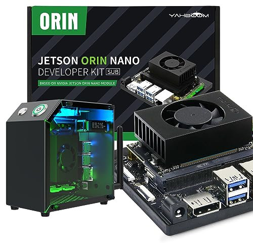 Yahboom Jetson Orin Nano SUPER 4GB Development Board Kit 34TOP, with Jetson Case, RGB Cooling, USB Microphone Camera, Ubuntu22.04 (Orin Nano 4GB Mini PC Kit)