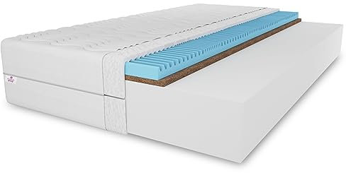 Kokosmatratze Twist mit Massageschicht, 90X200 cm, Matratze Höhe ca. 15 cm Härtegrad H3/H4, Farbe: Weiß, Hochflexibler Schaum inkl. Bezug