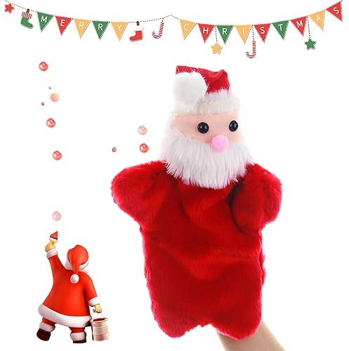 Weihnachtshandpuppen,Biluer 1PCS 30CM Weihnachtsmann Handpuppe Cartoon Weihnachten Finger Plüsch Spielzeug Weihnachtshandpuppe Kinder geeignet zum Geschichtenerzählen und Rollenspiel