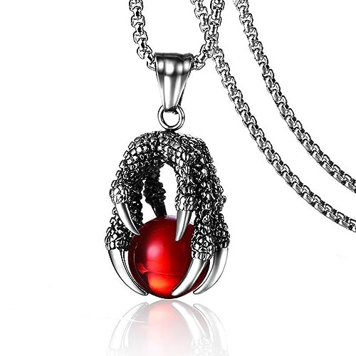 YAHOYA Klassische Drachenklaue Edelstahl Halskette Punk Schwarzer Opal Kugel Anhänger Halskette Für Männer Mode Schmuck Kette