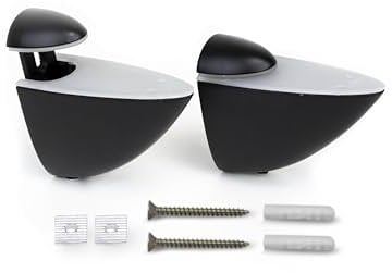 Emuca - Jeu de 2 supports Pelicano pour étagères en bois ou en verre, Plastique et Zamak, Peint en noir