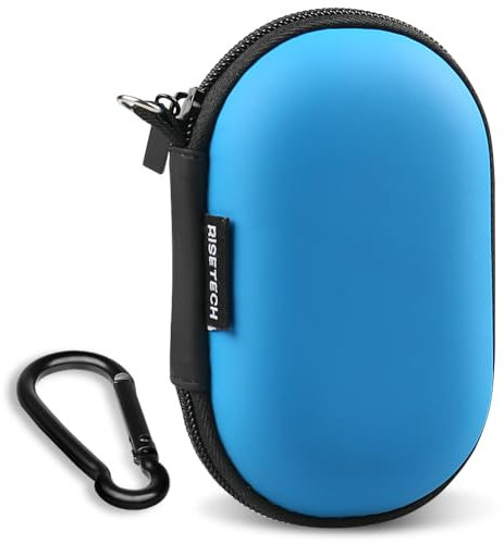 RISETECH Earbud Case Holder Earphone Case Wired Headphone Storage Pouch Hard EVA Small Zipper Bag Compatible with Oval Wireless Earbuds, Beats Studio Buds, TOZO Golden X1, Soundcore Space A40 -Blue