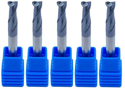 Hunricho Lot de 5 HRC45 Diamètre de la pointe 10 mm Fraise à queue 2 tranchants CNC (HRC45D10x10x75-2F)