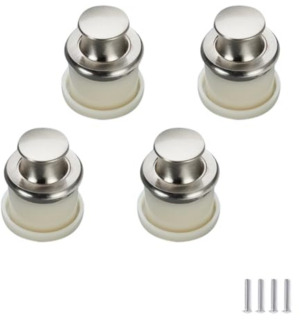 FEEIMOL 4 Piezas Oculto Tatami Pomos Manilla de Puerta Cerraduras de Botón para Puerta de Gabinete Botones de Presión Enrasar Tiradores para Cajones Cocina Orificio Unico