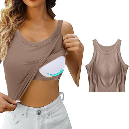 Damen Tshirt guenstig Damen ärmellos Racerback high Neck Tank top Rundhals gerippt Slim fit Basic Shirt sexy obertiele Sommer Weste Ribbed Tops