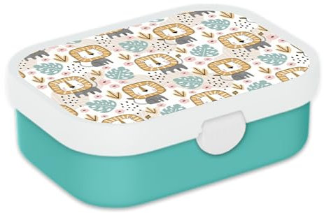 Mepal Brotdose für Kinder - Bento Lunchbox - Aquarelltier - Jausenbox mit Bento-Fach & Gabel - Meal Prep Box Clip-Verschluss - BPA-frei & Spülmaschinenfest - 750 ml - Löwe