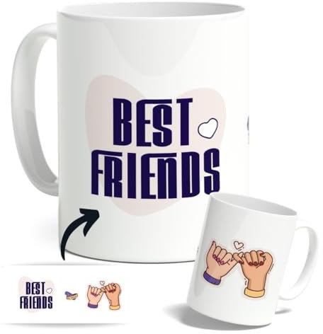 DEREGALOOS Taza con Frase Divertida para amigas. Tazas de café Originales para Regalar. Tazas para mejores amigas. Regalos originales para amigos. (Best Friends Manos)