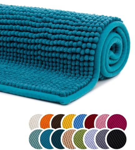 liebling Badteppich, 100% Polyester - Mikrofaser, Serie Chile, 50 x 70 cm, 30 Grad waschbar, Fußbodenheizung geeignet, Farbe: Lagune