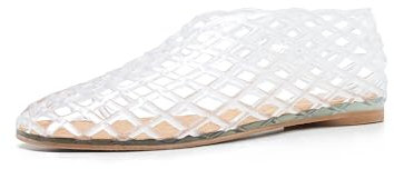 ATBELL Jelly Sandals for Women Clear Woven Flats Beach Slip-on Ballerina Jellies Mesh Shoes, Clear B, 2 UK