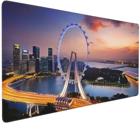 Night View Ferris Wheel Mouse Pad Large XXL 700x300x3 mm Thick Extended Mouse Pad Desk Pad Computer Keyboard Mice Mat, Mouse Mat/Desk Mat/Gaming Mouse Pad with Anti-Slip Base for Office & Home Y-4767