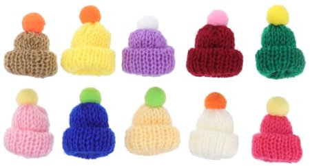 JEWEDECO 10stücke Mini Strickmützen Bastelzubehör Bunte Handgemachte Hüte Für Deko Weihnachtsgeschenke Und Bastelprojekte Mützen Für Kreative Gestaltung