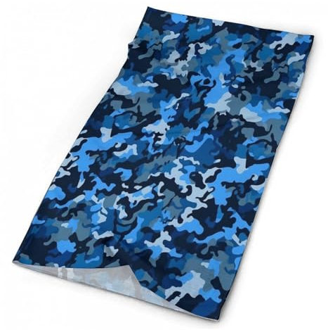 Kopfbedeckung, blaues Camouflage-Muster, magischer Schal, Stirnband, Bandana, Gesichtsschal, Maske, Halswärmer, Halstuch, Gamasche für Outdoor, Sport, Wandern, Radfahren, Angeln, blau camouflage,