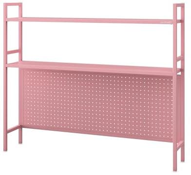 Jan Nowak Bücherregal für den Schreibtisch - Wendy | Schreibtischregal Metall mit 2 Regalböden, Lochplatte | Aufsatzregal Ideal für Büros und Kleine Räume | 115 x 98 x 22 cm | Rosa