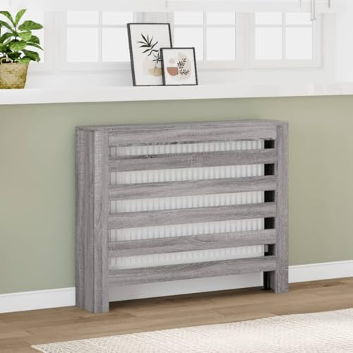 Gecheer Cache-radiateur Sonoma Gris 104x20x82 cm Bois d'ingénierie, Couvercle de Radiateur, Cache Radiateur pour Salon, Chambre à Coucher ou Cuisine Type A