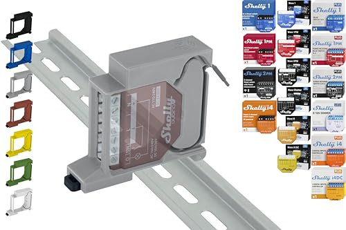 Top-Hat Rail Holder Single for 18 Shellys: 1 Gen3, 1PM Gen3, 2PM Gen3, i4 Gen3, Plus 1, Plus 1PM, Plus 2PM, Plus i4, Plus 0-10V Dimmer, Wave 1, Wave 1PM, Wave 2PM, Wave Shutter, Wave i4 (Grey)