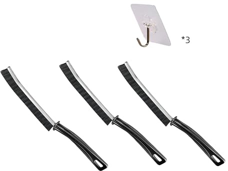 Crevice Cleaning Brush 3 Pcs with 3 Hooks, Multifunctional Brushes For Small Spaces, work for Bathroom Tile Groove Gap/Home Kitchen/Coffee machine ect - Groove Gaps Cleaning Brush - Cleaning Tool