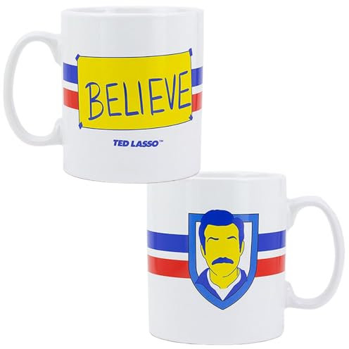 Fun Express Believe Ted Lasso Keramikbecher, 530 ml, perfektes Gastgeschenk, Giveaways und Neuheit Geschenke für Geburtstage, Feiertage und Feiern, 1 Stück