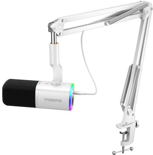 MAONO XLR/USB Gaming Microfono con braccio: microfono dinamico con software, tasto muto, regolatore gain, per streaming/podcast, PC, registrazione, creazione di contenuti YouTube, chat, PS4/5 (PD100XS