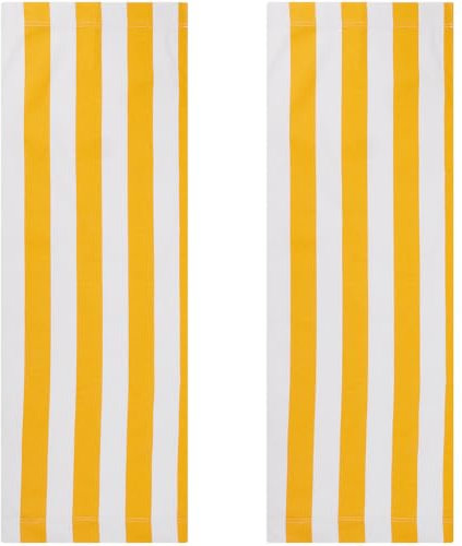 GORGECRAFT 2pz Lona de Repuesto para Silla de Playa 120x43cm Repuestos de Tela para Sillas de Exterior Rayas Amarillas Y Blancas Tela para Silla Plegable Reclinable Patio Tomar el Sol Relajarse Jardín