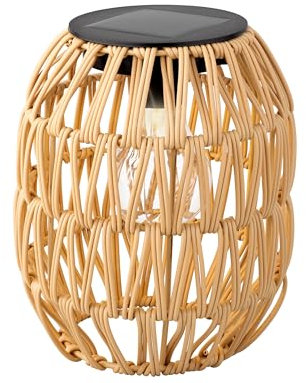 Lumineo Solar Gartenleuchte Laterne 16x19cm Kunststoff - LED Solarleuchte für Garten Balkon - Außenleuchte zum Stellen - Solarlampen für Außen als Gartendeko Balkondeko - Beige Warmweiß