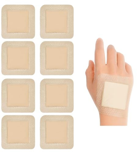 atnayo 8 Pcs Foam Dressing for Wounds 5 * 5cm, Waterproof Silicone Dressings Ultra Absorbent