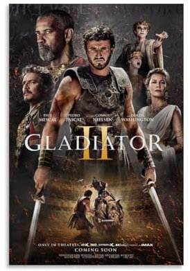 NLiangJi Retro-Filmposter Gladiator II, Leinwanddruck, Innendekoration, Poster, 60 x 90 cm, ungerahmter Stil